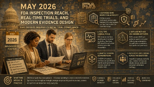 Welcome to the May 2026 edition of the 360 Clinical Research Consultancy Insights! In this issue, FDA Inspection Reach, Real-Time Trials, and Modern Evidence Design. Welcome to the May 2026 edition of the 360 Clinical Research Consultancy Insights! In this issue, FDA Inspection Reach, Real-Time Trials, and Modern Evidence Design.